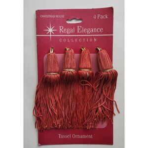 4 Piece Christmas House Regal Elegance orange Tassel Ornaments